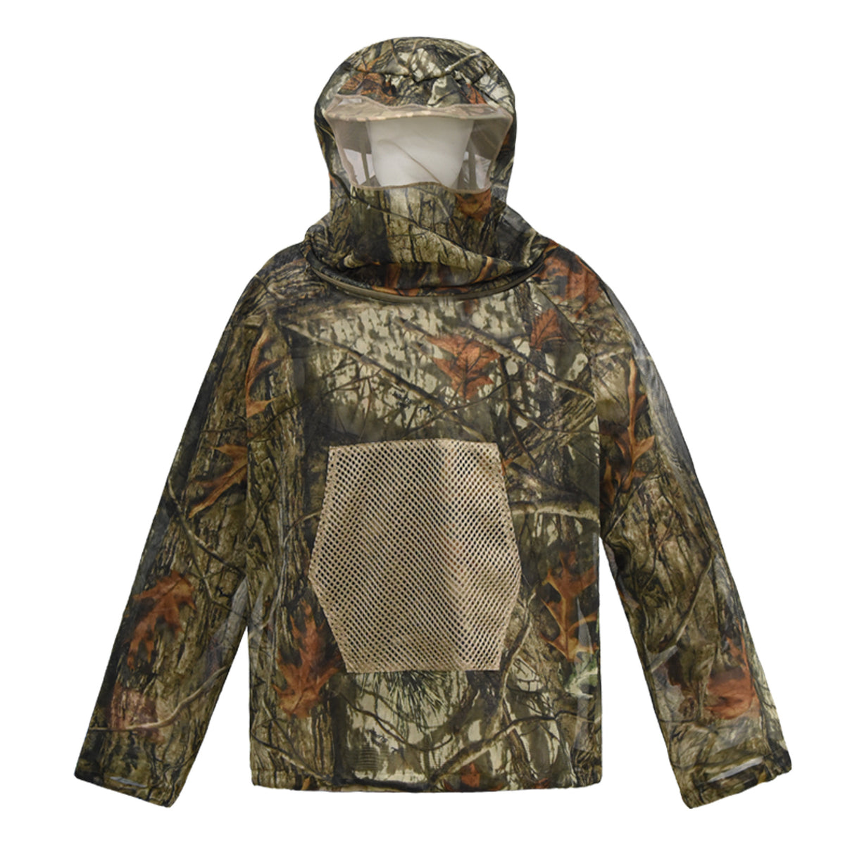 Bark and green leaves Camouflage Mosquito Repellent Suit Ultra-Fine Mesh Hooded Ghillie Suit for Outdoor Hunting Camping Fishing and Beekeeping(XL/XXL)