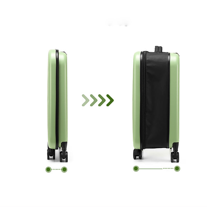 Green 20 Inch Foldable Carry-on Suitcase with 360 Spinner Wheels and Combination Lock, Lightweight Space Saving Hard Shell Luggage for Australian Travel