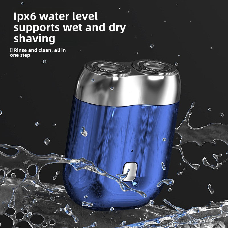 Grey Portable Mini Electric Shaver with Dual Floating Heads IPX6 Waterproof Rechargeable Travel Razor for Men for Grooming and Business Trips