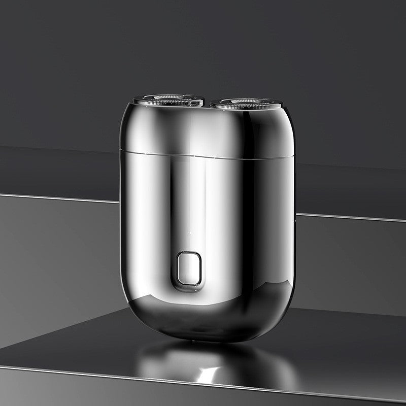 Silver Portable Mini Electric Shaver with Dual Floating Heads IPX6 Waterproof Rechargeable Travel Razor for Men for Grooming and Business Trips