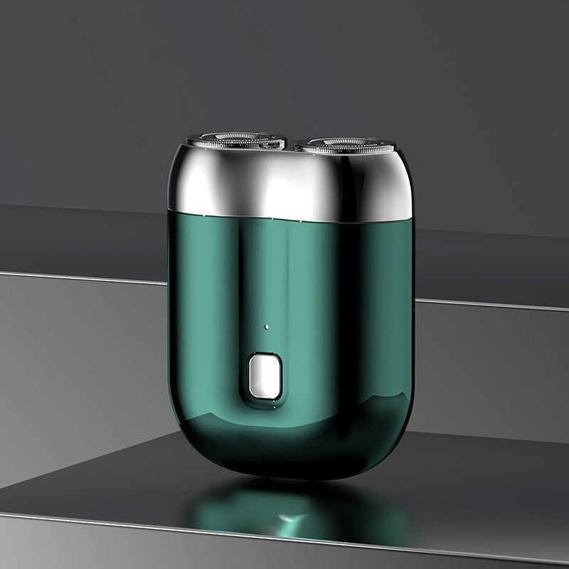 Green Portable Mini Electric Shaver with Dual Floating Heads IPX6 Waterproof Rechargeable Travel Razor for Men for Grooming and Business Trips