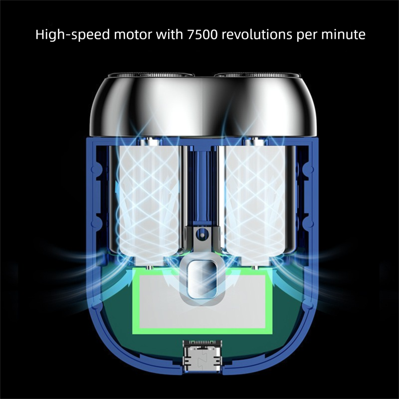 Green Portable Mini Electric Shaver with Dual Floating Heads IPX6 Waterproof Rechargeable Travel Razor for Men for Grooming and Business Trips