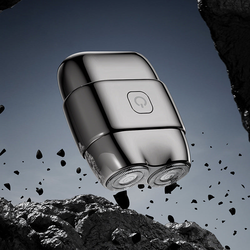 Grey Mini Electric Shaver with Dual Floating Heads Magnetic Suction and IPX5 Waterproofing for Men Travel Grooming Compact Rechargeable Razor AU Stock