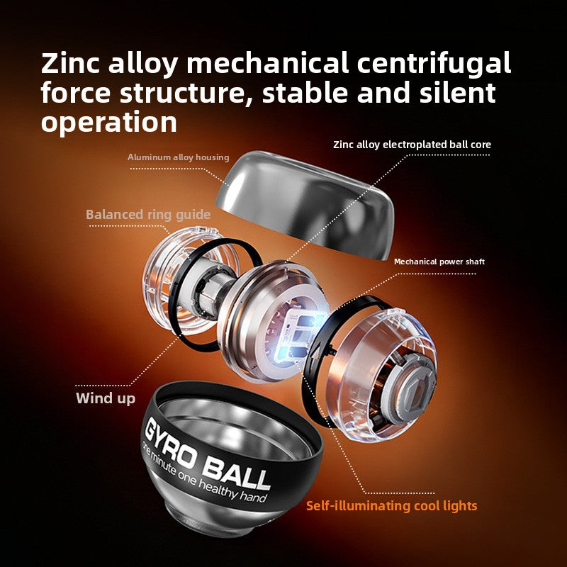 Black LED Gyro Ball Wrist Power Trainer with Digital Counter and Auto-Start Zinc Alloy Core for Grip Strength and Stress Relief in Australian Homes