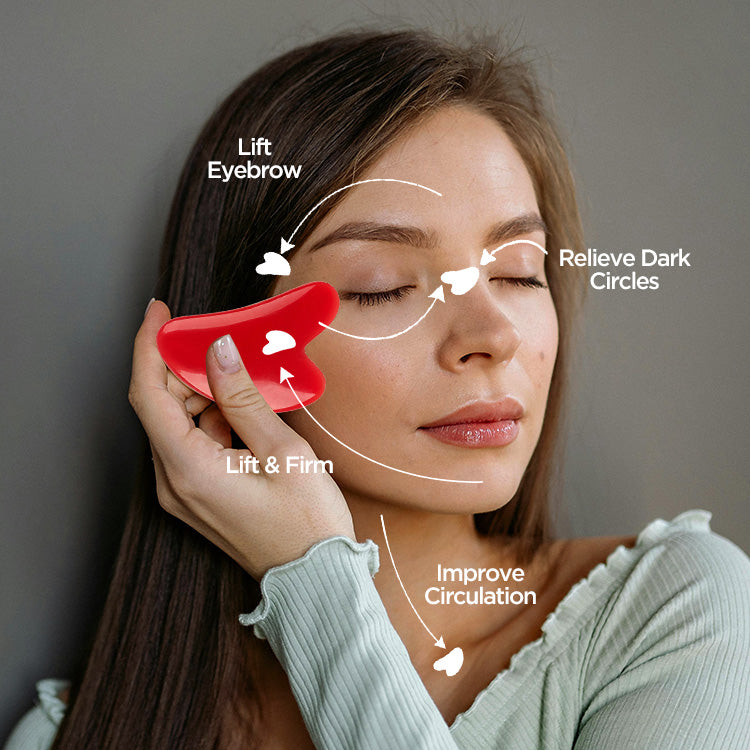 Transparent pink Dual-Head Resin Facial Roller and Heart-Shaped Gua Sha Set for Home SPA Skincare and Face Neck Massage