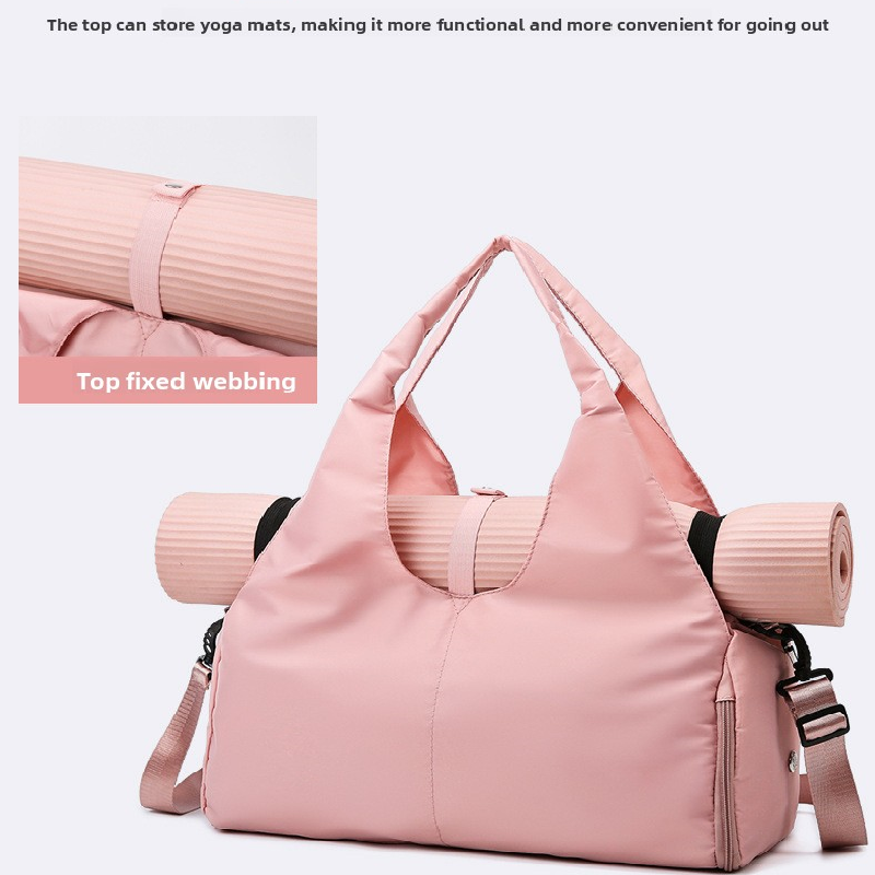 Grey Women Large Capacity Yoga Gym Bag with Shoe Compartment and Mat Strap Water Resistant Travel Duffel Lightweight Tote for Fitness and Weekend Trips