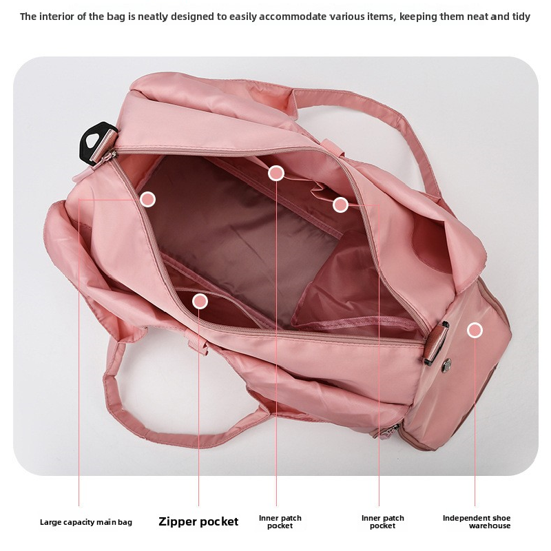 Pink Women Large Capacity Yoga Gym Bag with Shoe Compartment and Mat Strap Water Resistant Travel Duffel Lightweight Tote for Fitness and Weekend Trips