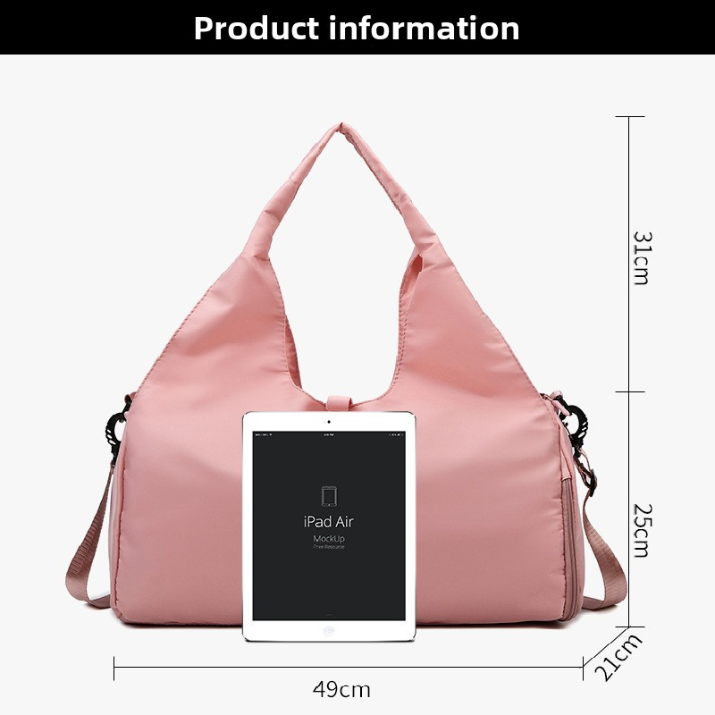 Pink Women Large Capacity Yoga Gym Bag with Shoe Compartment and Mat Strap Water Resistant Travel Duffel Lightweight Tote for Fitness and Weekend Trips