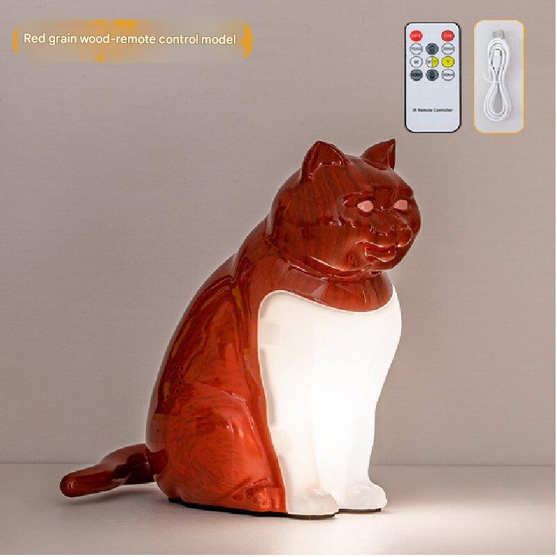 Red Lucky Cat Rechargeable Desk Lamp with Sound and Aromatherapy Function Remote Control Eye Care Night Light for Local Home Bedroom and Modern Living Areas