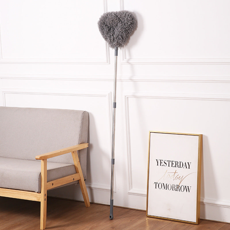 Grey Long Handle Ceiling Fan Duster with Hollow Microfiber Head and Extendable Stainless Steel Pole for High Reach Home Cleaning Efficiency