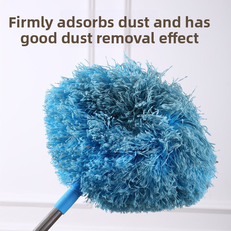 Rose Red Long Handle Ceiling Fan Duster with Hollow Microfiber Head and Extendable Stainless Steel Pole for High Reach Home Cleaning Efficiency