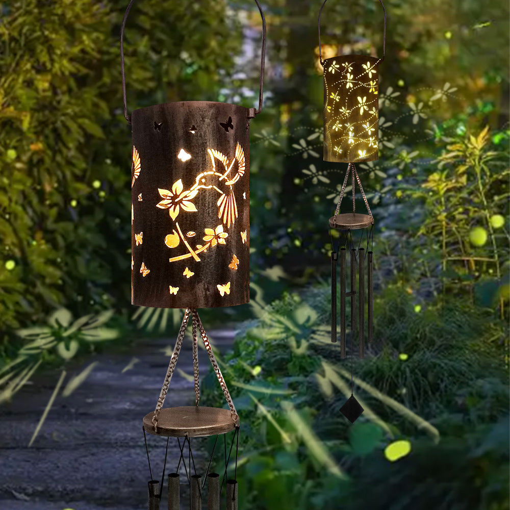 Butterfly Solar Wind Chime Lantern with Iron Art Projection Waterproof Decorative Light for Garden and Local Home Landscapes Elegant Outdoor Illumination Solution
