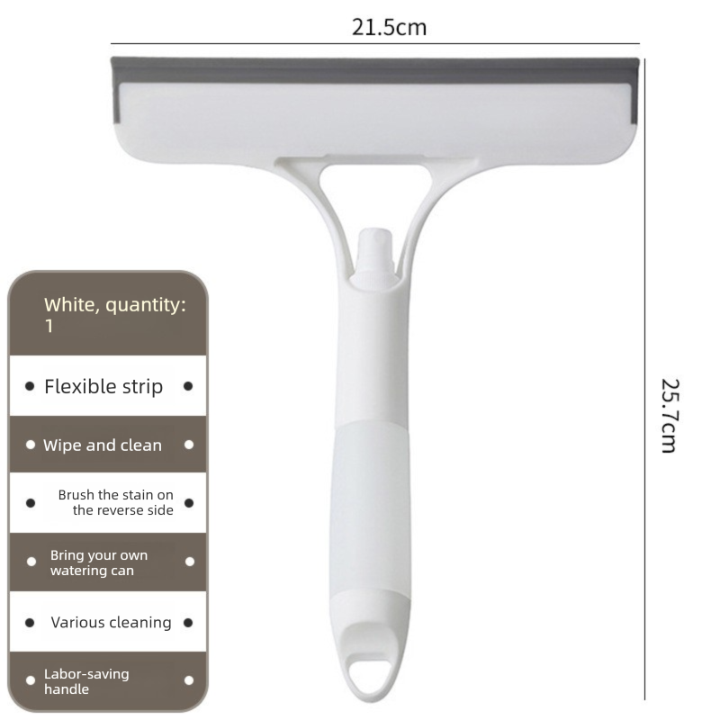2-PCS White 3-in-1 Window Squeegee with Built-in Spray Bottle and TPR Scraper for Glass and Car Windshields Professional Multi-Purpose Local Cleaning Solution