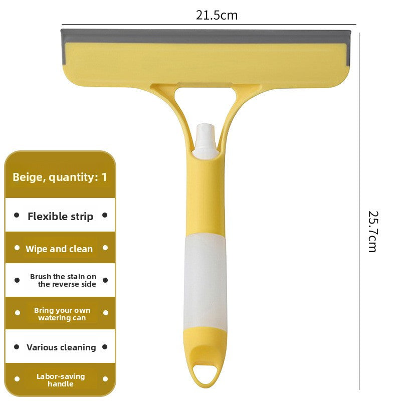 2-PCS Yellow 3-in-1 Window Squeegee with Built-in Spray Bottle and TPR Scraper for Glass and Car Windshields Professional Multi-Purpose Local Cleaning Solution