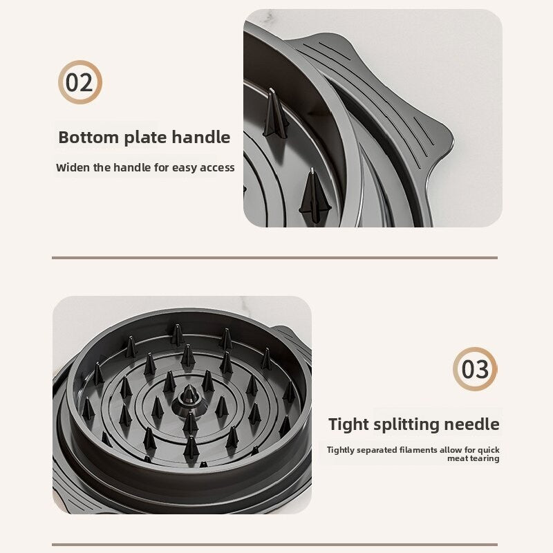 Black Manual Meat Shredder with Transparent Lid and 360 Degree Rotation for Kitchen Quick Meal Prep Professional Culinary Solution for Modern Households