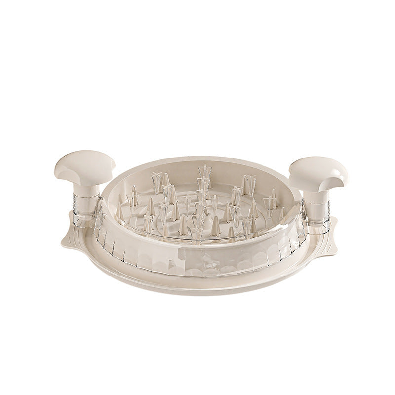 Milk white Manual Meat Shredder with Transparent Lid and 360 Degree Rotation for Kitchen Quick Meal Prep Professional Culinary Solution for Modern Households