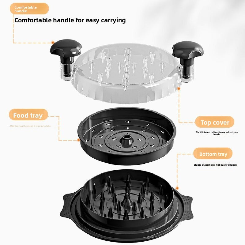 Milk white Manual Meat Shredder with Transparent Lid and 360 Degree Rotation for Kitchen Quick Meal Prep Professional Culinary Solution for Modern Households