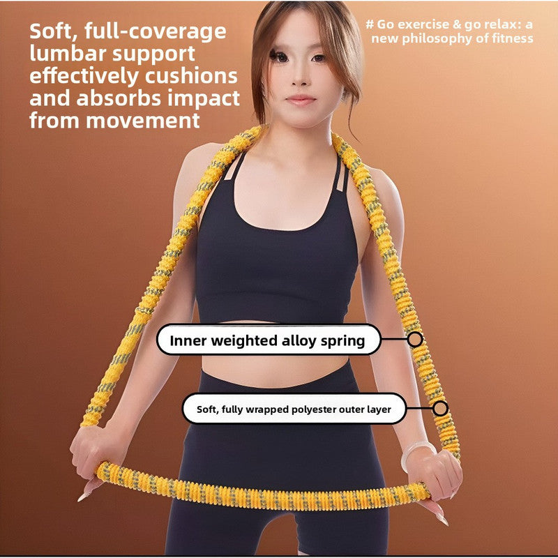 Pink Weighted Soft Spring Hula Hoop with Silent Alloy Interior and Polyester Wrap for Home Gym Full Body Fitness and Abdominal Training Solution