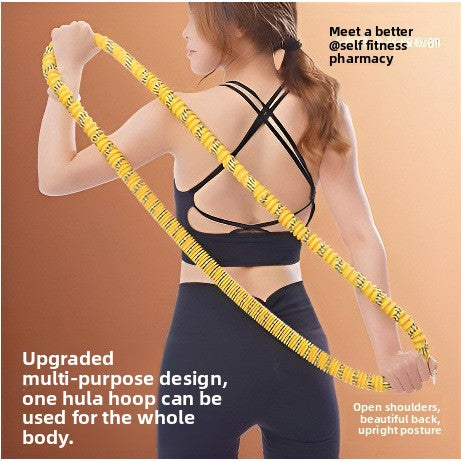 Black Weighted Soft Spring Hula Hoop with Silent Alloy Interior and Polyester Wrap for Home Gym Full Body Fitness and Abdominal Training Solution