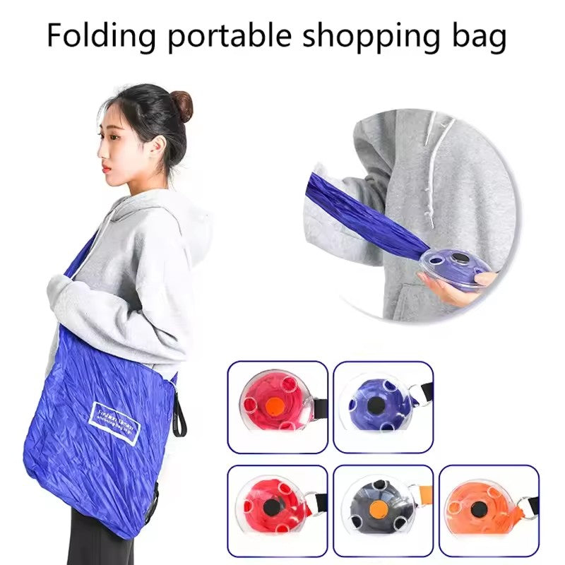 2-PCS Blue Compact Retractable Shopping Bag with Durable Nylon and ABS Plastic Disc Design for Everyday Use Local Standard Fit