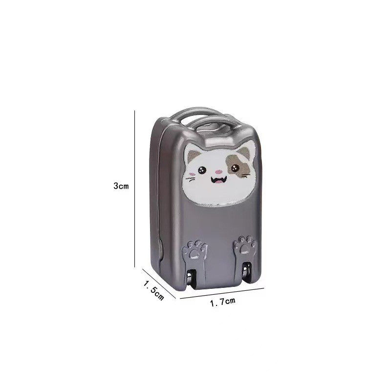 Mini Cat Design Silver Compact Folding Nail Clippers with Stainless Steel Blade and Keychain Design for Daily Use Local Standard Fit