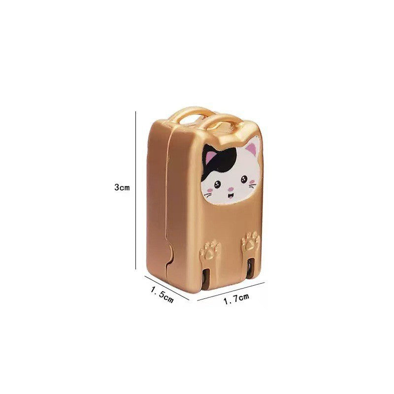 Mini Cat Design Gold Compact Folding Nail Clippers with Stainless Steel Blade and Keychain Design for Daily Use Local Standard Fit