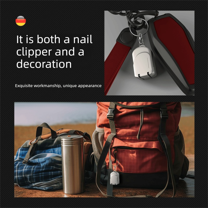 Mini Cat Design Black Compact Folding Nail Clippers with Stainless Steel Blade and Keychain Design for Daily Use Local Standard Fit