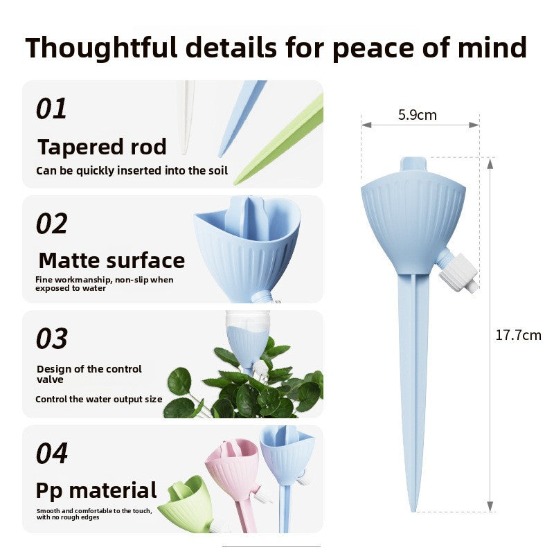 5-PCS Pink Automatic Plant Watering Spikes with Adjustable Flow Control Universal Fit 5 Pack for Indoor and Outdoor Potted Plants Reliable Gardening Solution for Local Homes