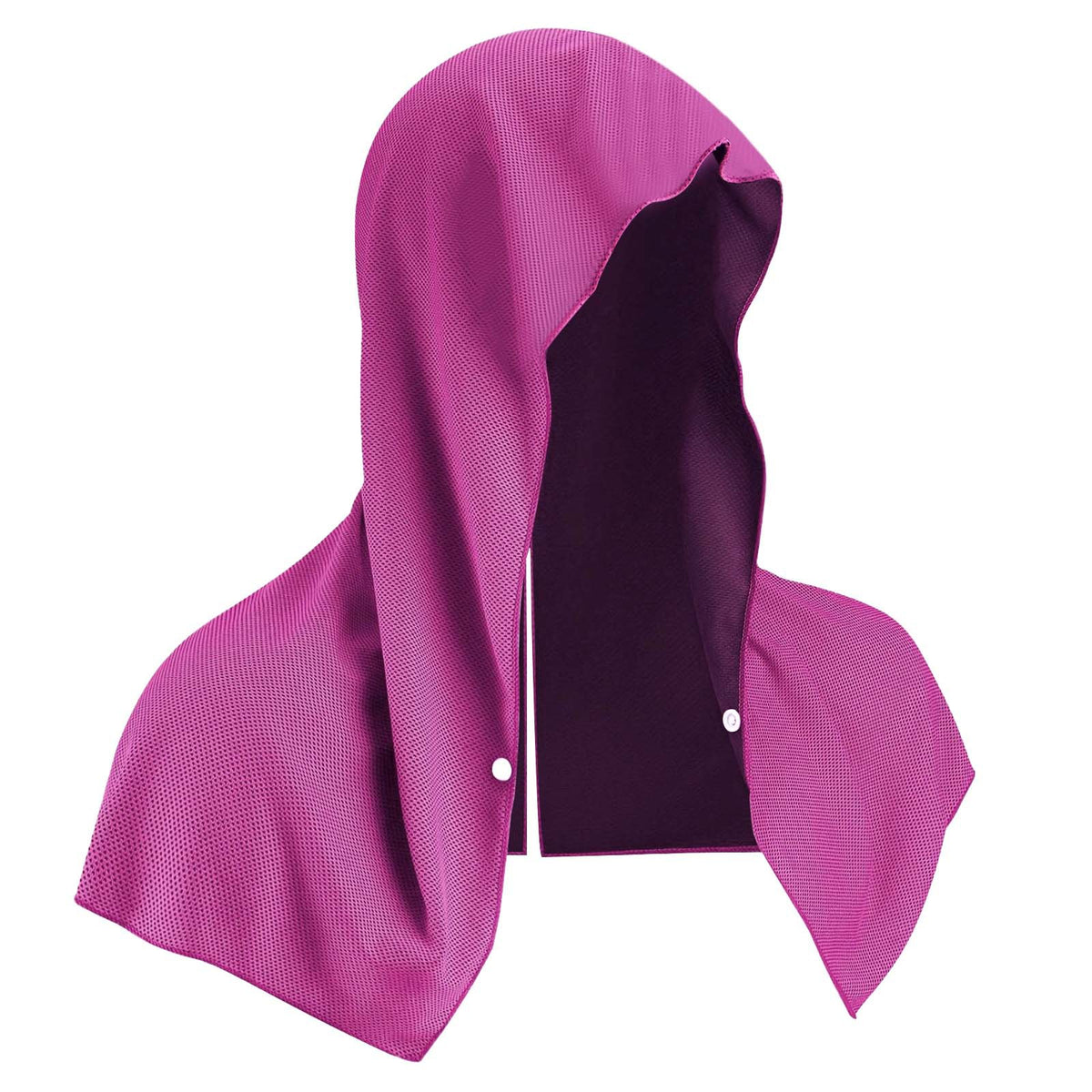 Rose red Instant Cooling Hooded Towel U-Shaped Sun Protection Quick Dry Scarf with Carabiner Pouch for Local Outdoor Sports and Gym Workouts