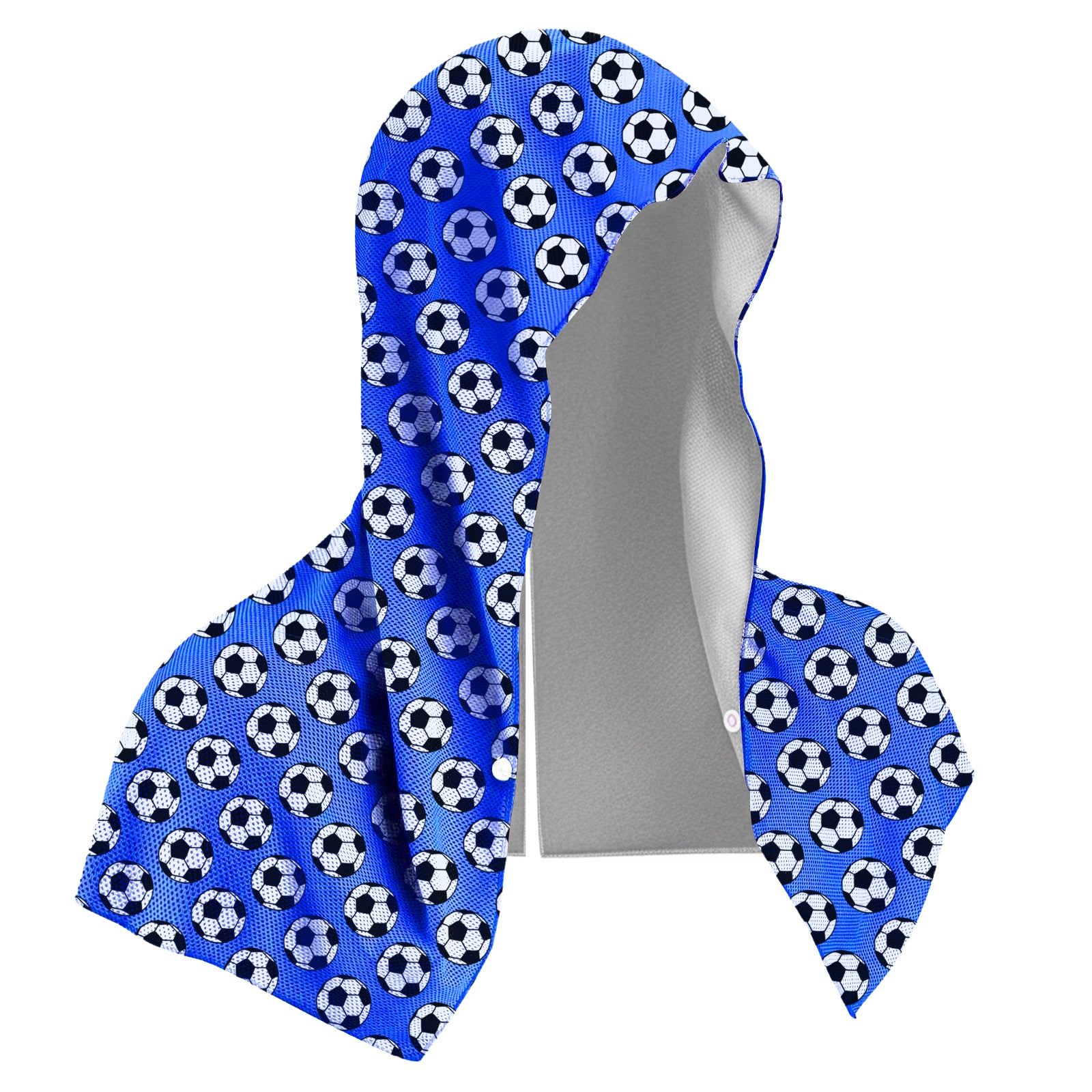 Deep Blue Football Instant Cooling Hooded Towel U-Shaped Sun Protection Quick Dry Scarf with Carabiner Pouch for Local Outdoor Sports and Gym Workouts