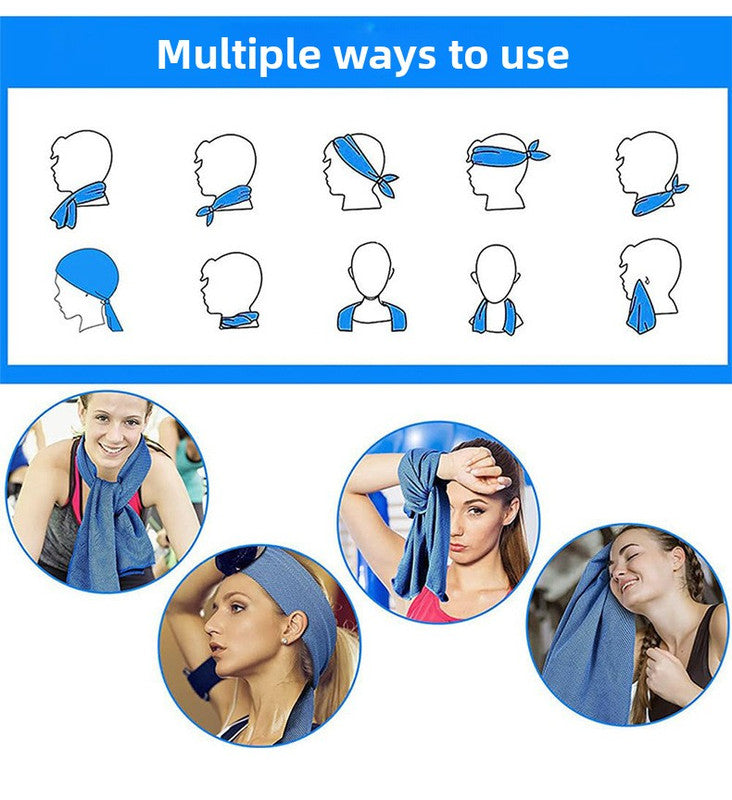 Deep Blue Football Instant Cooling Hooded Towel U-Shaped Sun Protection Quick Dry Scarf with Carabiner Pouch for Local Outdoor Sports and Gym Workouts