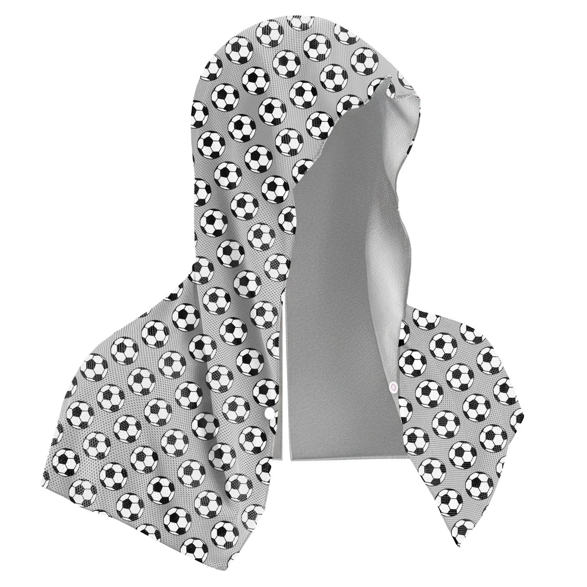 Grey football Instant Cooling Hooded Towel U-Shaped Sun Protection Quick Dry Scarf with Carabiner Pouch for Local Outdoor Sports and Gym Workouts