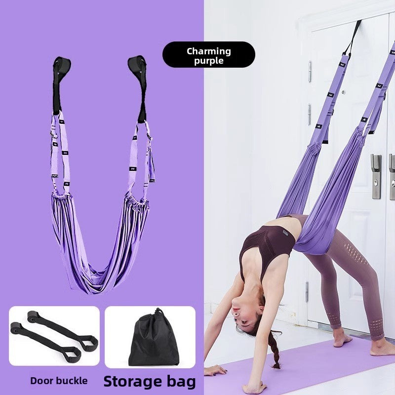 Purple Aerial Yoga Door Hanging Strap for Home Workouts Adjustable Stretch Band for Backbend Inversion and Flexibility Premium Standard Fit for Local Enthusiasts