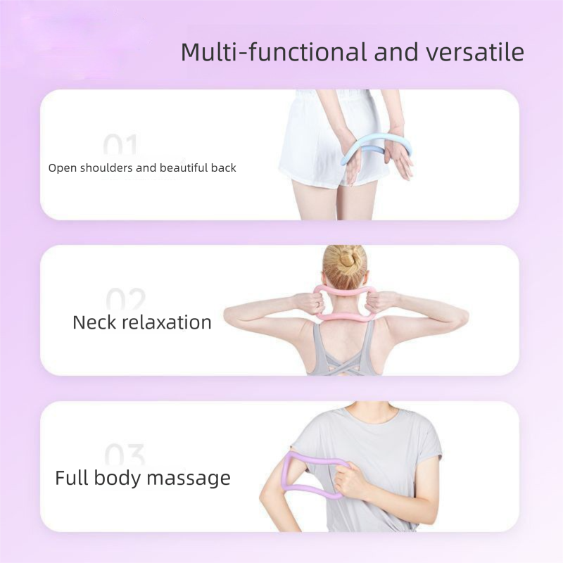 2-PCS Pink Multifunctional Yoga Ring Pilates Circle with Soft TPE Double Arc Design for Calf Relaxation and Posture Correction Ideal for Local Home Gym Fitness