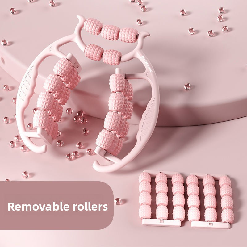 Pink 360-Degree Wrap Around Leg Roller Massager with 29 Acupressure Points for Muscle Recovery and Body Shaping Essential Tool for Local Home Workouts