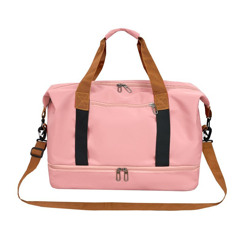 Pink Large Capacity Travel Duffel Bag for Women with Yoga Mat Holder and Shoe Compartment Water Resistant Weekend Bag Ideal for Local Gym and Travel Use