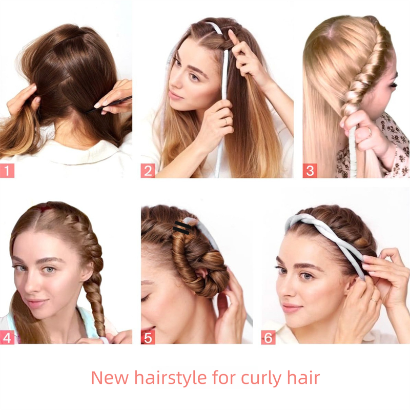 2-PCS Grey Heatless Hair Curler Set Extra Long Overnight Soft Ribbon for Natural Big Waves Damage-Free Professional Home Styling Solution for Local Women