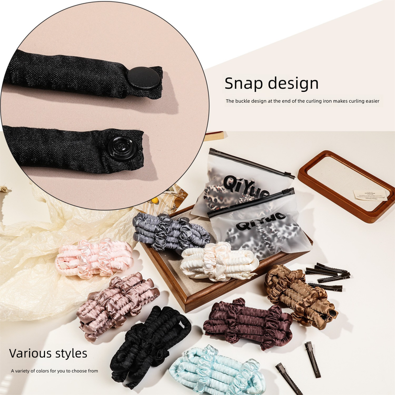 2-PCS Grey Heatless Hair Curler Set Extra Long Overnight Soft Ribbon for Natural Big Waves Damage-Free Professional Home Styling Solution for Local Women