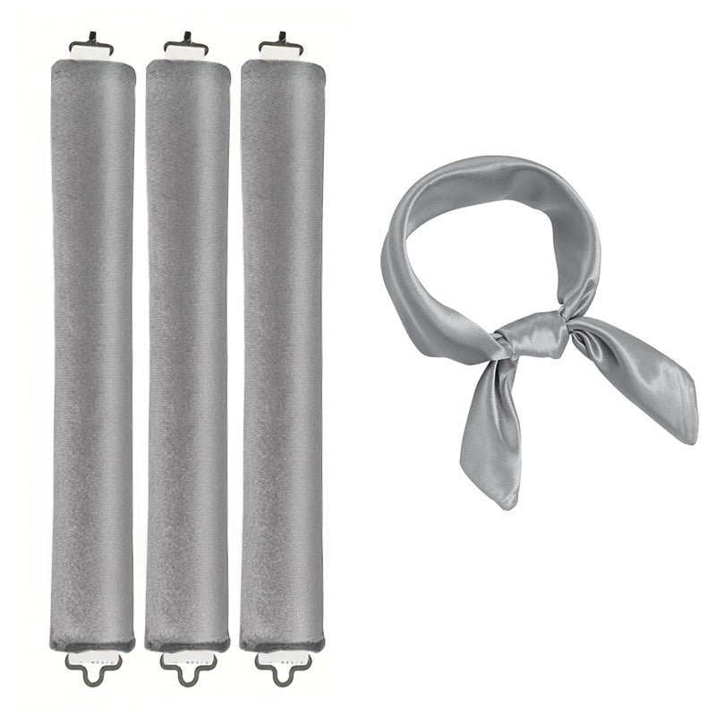 Grey Heatless Hair Curler 2 Pack with Satin Scarf and Soft Sponge Rollers for Overnight Big Waves Damage-Free Styling Solution for Local Professionals