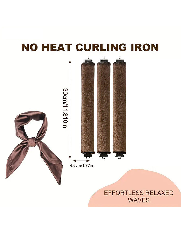 Coffee color Heatless Hair Curler 2 Pack with Satin Scarf and Soft Sponge Rollers for Overnight Big Waves Damage-Free Styling Solution for Local Professionals