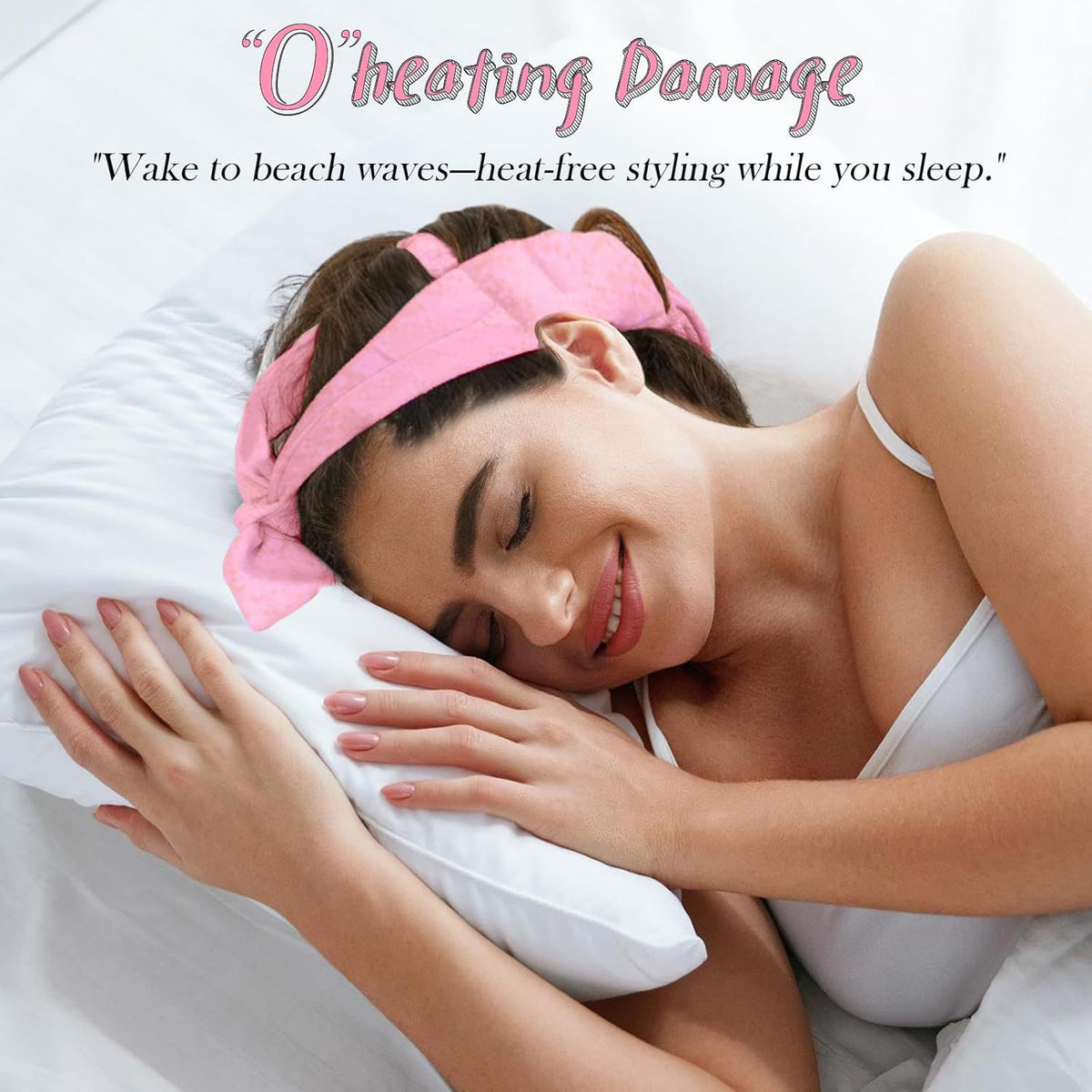 Light pink Heatless Hair Curler Set with Bowtie Ribbon for Natural Big Waves Damage-Free Overnight Hair Styling Essential for Your Local Modern Lifestyle