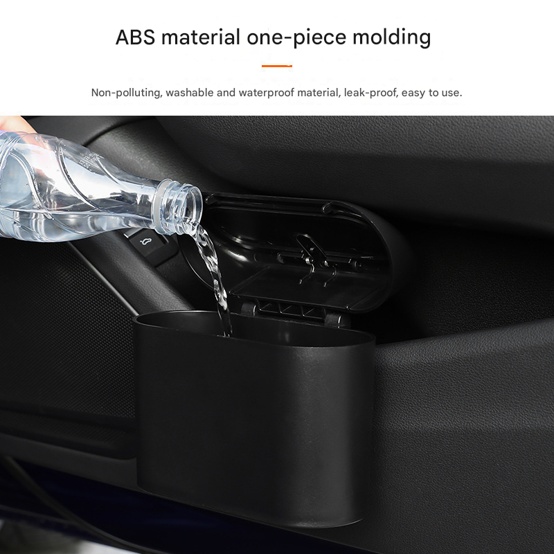 Black Compact Car Trash Can 2 Pack Hanging Storage Bin with Push Lid for Vehicle Door and Seat Back Universal Fit Waste Management Solution for Local Drivers