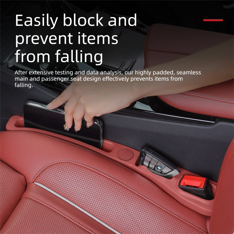 Beige Car Seat Gap Filler Strip with Integrated Storage Slot Universal Interior Organizer for Mobile Phones and Keys Safety Solution for Local Drivers