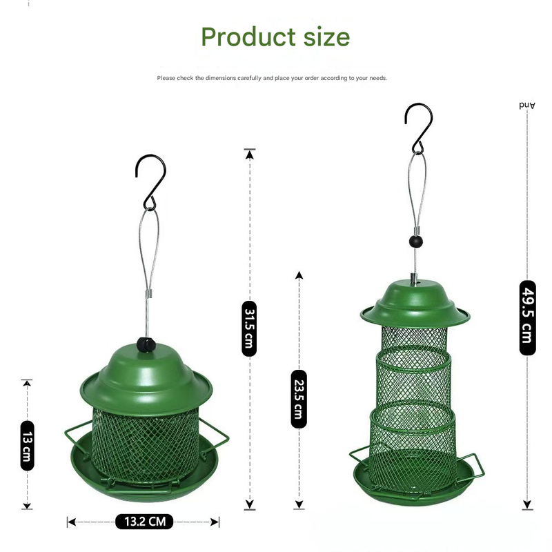 Square Retractable Metal Hanging Bird Feeder 3-Tier Mesh Design Weatherproof Outdoor Wild Bird Feeding Station for Local Garden and Backyard Support