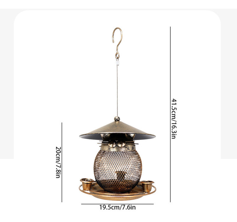Fine mesh + 3 water cups Whimsical Cat Shaped Metal Bird Feeder Hanging Mesh Wild Bird Seed Holder for Garden Courtyard Decorative Feeding Solution for Local Wildlife Lovers