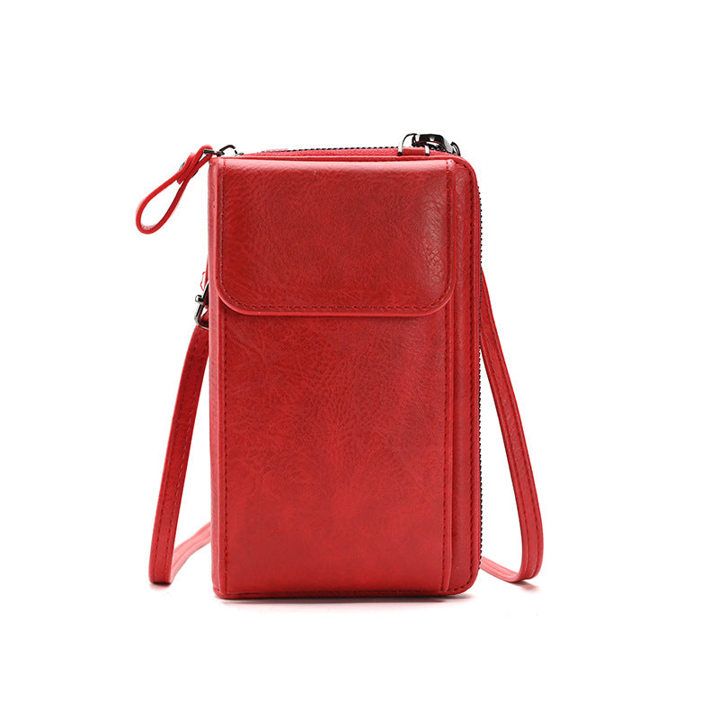 Red Women's PU Leather Crossbody Phone Bag with Adjustable Shoulder Strap and Large Capacity Wallet for Daily Travel Stylish and Organized Local Fashion Fit
