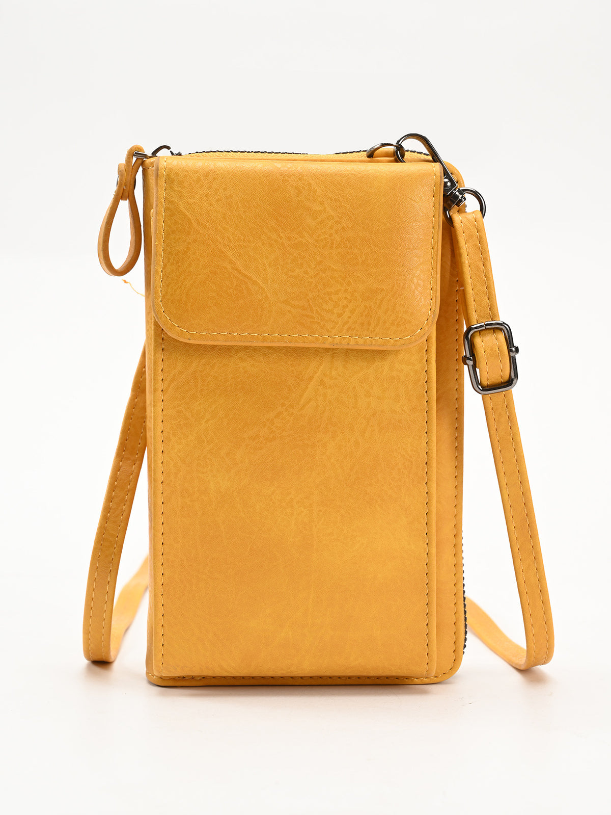 Yellow Women's PU Leather Crossbody Phone Bag with Adjustable Shoulder Strap and Large Capacity Wallet for Daily Travel Stylish and Organized Local Fashion Fit