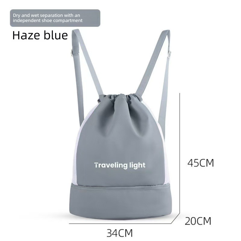 Grey Waterproof Drawstring Swimming Backpack with Wet Dry Separation and Shoe Compartment for Gym and Yoga Organized Gear Bag for Local Active Lifestyles
