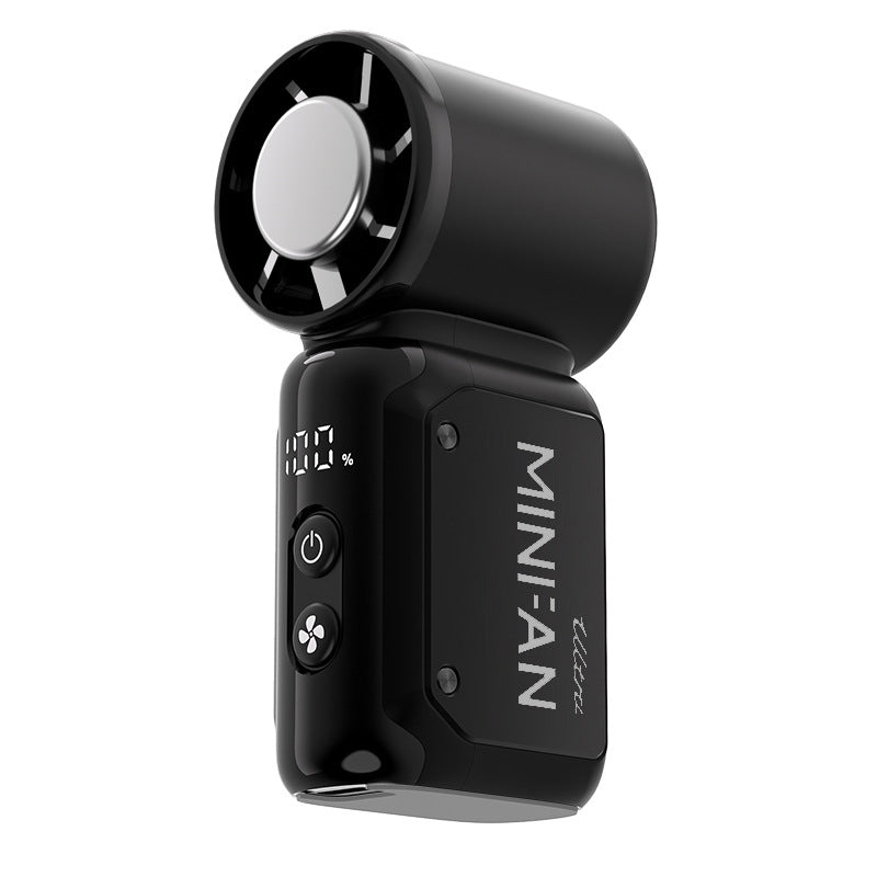 Black Portable Mini Handheld Fan with 199-Speed Settings and Brushless Motor for Outdoor Use High Performance Cooling Solution Local Standard Fit