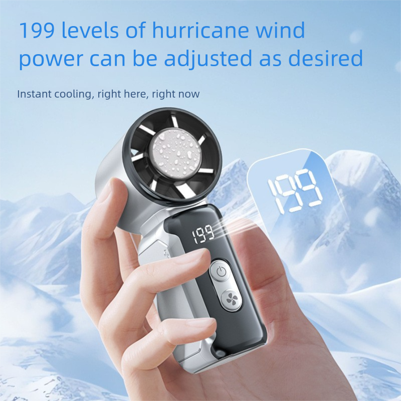 Black Portable Mini Handheld Fan with 199-Speed Settings and Brushless Motor for Outdoor Use High Performance Cooling Solution Local Standard Fit